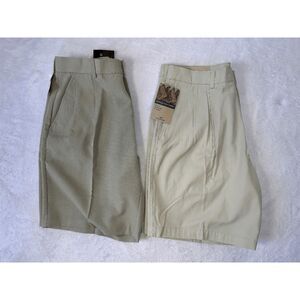 Men's Golf Shorts Lot of Two NWT Izod & Dockers Size 34W Tan Pleated Preppy